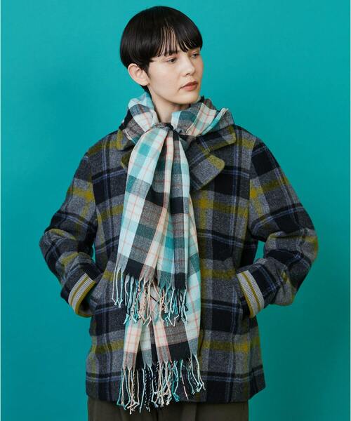 FRAPBOIS（フラボア）の「チェックストール（ストール/ショール・レディース・ブルー/ピンク/ネイビー・FREE）」の3枚目の写真