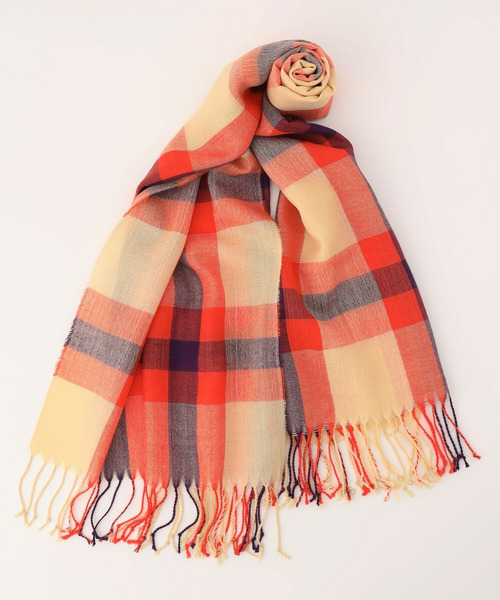 FRAPBOIS（フラボア）の「チェックストール（ストール/ショール・レディース・ブルー/ピンク/ネイビー・FREE）」の4枚目の写真