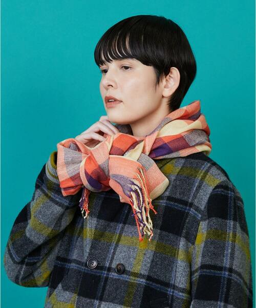 FRAPBOIS（フラボア）の「チェックストール（ストール/ショール・レディース・ブルー/ピンク/ネイビー・FREE）」の7枚目の写真