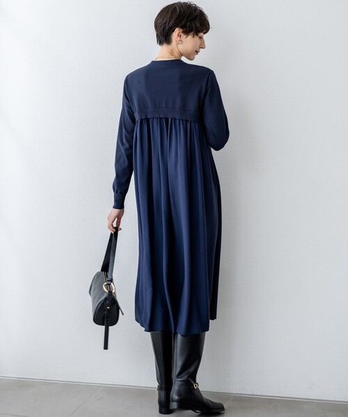 洗える/吊り干しOK】ヴィスコースストレッチ バックデザイン ニット