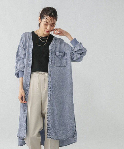 セール】エアリーリラックスデニム羽織りチュニックワンピース/575256