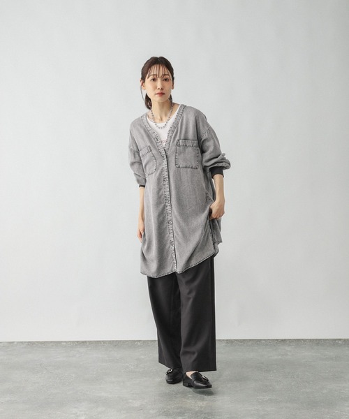 セール】エアリーリラックスデニム羽織りチュニックワンピース/575256