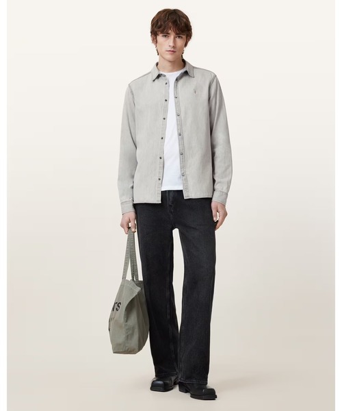 ALLSAINTS(オールセインツ)の「GLEASON PRESS STUD RAMSKULL DENIM SHIRT | GLEASON プレス スタッド ラムスカル デニム シャツ(シャツ/ブラウス・メンズ・グレー・S/M/L/XL/XS)」の5枚目の写真
