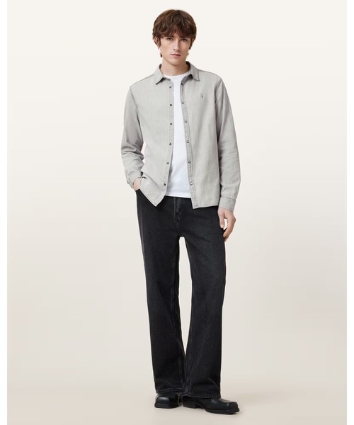 ALLSAINTS(オールセインツ)の「GLEASON PRESS STUD RAMSKULL DENIM SHIRT | GLEASON プレス スタッド ラムスカル デニム シャツ(シャツ/ブラウス・メンズ・グレー・S/M/L/XL/XS)」の7枚目の写真