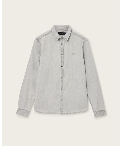 ALLSAINTS(オールセインツ)の「GLEASON PRESS STUD RAMSKULL DENIM SHIRT | GLEASON プレス スタッド ラムスカル デニム シャツ(シャツ/ブラウス・メンズ・グレー・S/M/L/XL/XS)」の11枚目の写真