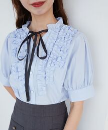 MAJESTIC LEGON | リボンフリルブラウス(シャツ/ブラウス)