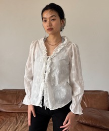FUULLY STUDIO（フーリィーステューディオ）の「ジャガードフリルレースブラウス（シャツ/ブラウス）」