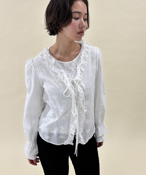 ジャガードフリルレースブラウス（シャツ/ブラウス）｜FUULLY STUDIO