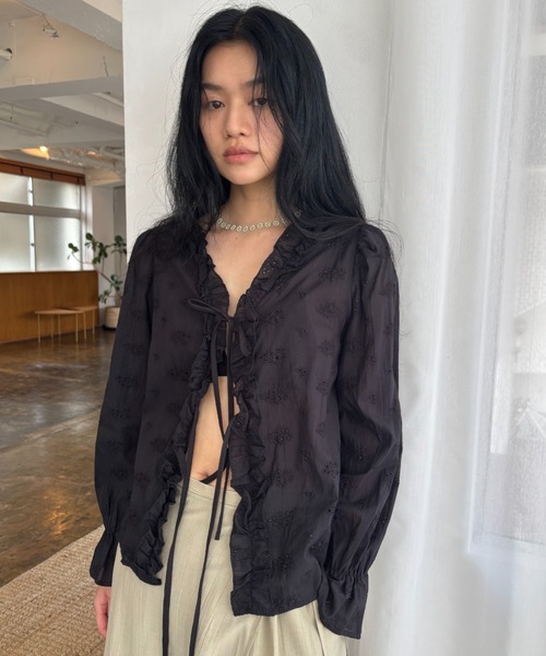 ジャガードフリルレースブラウス（シャツ/ブラウス）｜FUULLY STUDIO