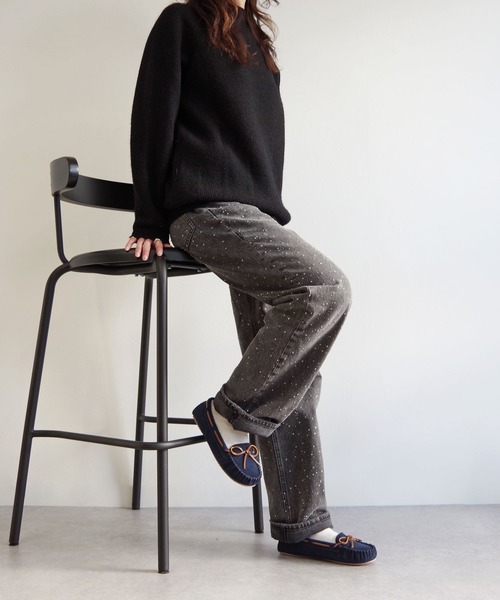 Minnetonka（ミネトンカ）の「MINNETONKA（ミネトンカ） / ファースエードモカシン PILE LINED CALLY SLIPPERS（スリッポン・レディース・ネイビー/グレー/ブラック/ベージュ/チョコ/ストーン・7/6/9/8/5）」の13枚目の写真