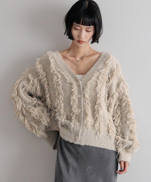 ラメフリンジ2WAYカーディガン 583264（カーディガン/ボレロ）｜LOWRYS