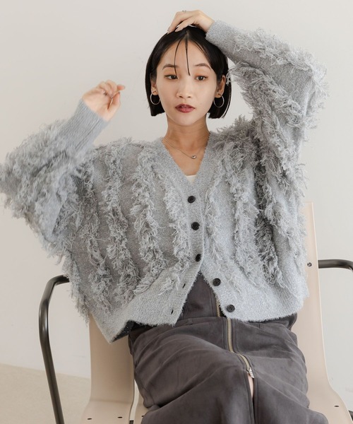 LOWRYS FARM(ローリーズファーム)の「ラメフリンジ2WAYカーディガン 583264(カーディガン/ボレロ・レディース・ブラック/ベージュ/グレー/ブラウン・FREE)」の13枚目の写真