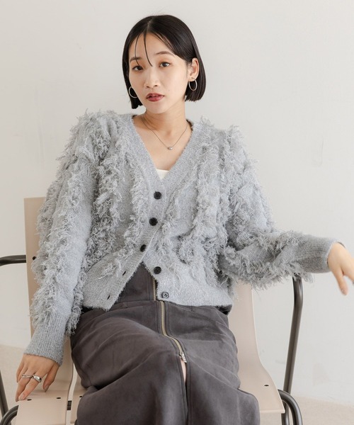 LOWRYS FARM(ローリーズファーム)の「ラメフリンジ2WAYカーディガン 583264(カーディガン/ボレロ・レディース・ブラック/ベージュ/グレー/ブラウン・FREE)」の14枚目の写真