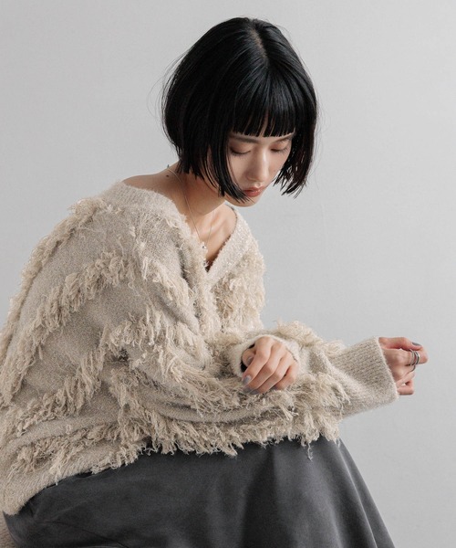 ラメフリンジ2WAYカーディガン 583264（カーディガン/ボレロ