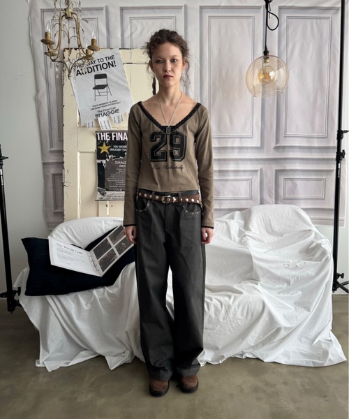 SHAGGIE（シャギー）の「アイレットルーズバギーパンツ（その他パンツ・レディース・グレー/ブラウン・SMALL/MEDIUM）」の6枚目の写真