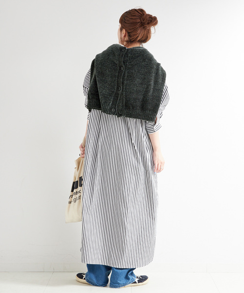 B.C STOCK(ベーセーストック)の「《2点セット》モールニット&シャツワンピースセット(ワンピース・レディース・グレー/レッド/ブルー・FREE)」の7枚目の写真