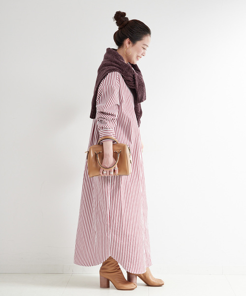 B.C STOCK(ベーセーストック)の「《2点セット》モールニット&シャツワンピースセット(ワンピース・レディース・グレー/レッド/ブルー・FREE)」の15枚目の写真