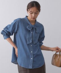 OPAQUE.CLIP | セルロース混デニムボウタイブラウス【洗濯機洗い可】(シャツ/ブラウス)