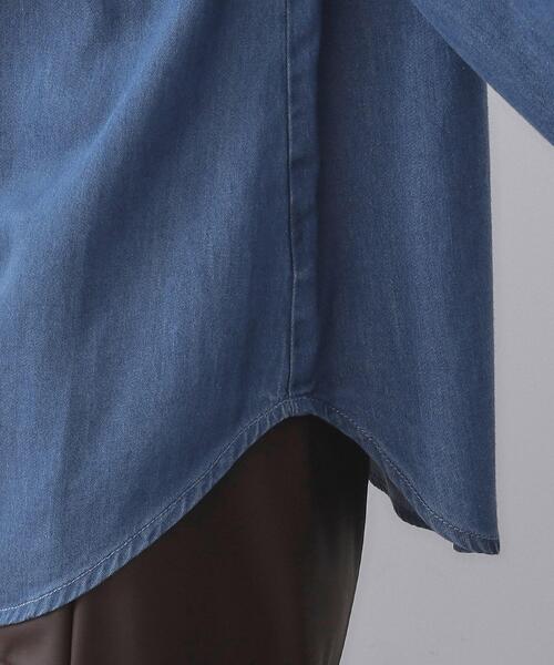 OPAQUE.CLIP（オペークドットクリップ）の「セルロース混デニムボウタイブラウス【洗濯機洗い可】（シャツ/ブラウス・レディース・ネイビー/ブルー・42/40/38）」の4枚目の写真