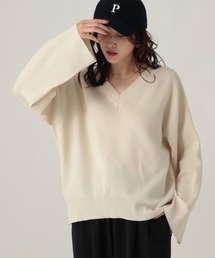 Vネックワイドスリーブプルオーバー/590108