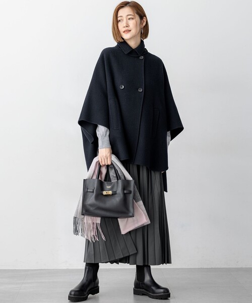 23区 S(ニジュウサンクチイサイサイズ)の「【洗える】ウーステッドウール ポロニット(ニット/セーター・レディース・ブラック系/ライトグレー系/ネイビー系・32)」の8枚目の写真