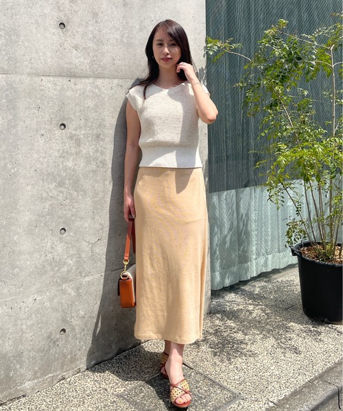 STRATA（エストラータ）の「ストライプツイストテレコタイトスカート 【低身長・小柄女性】（スカート・レディース・オレンジ・SHORT/REGULAR）」の10枚目の写真