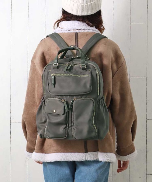 Bleu Bleuet(ブルーブルーエ)の「デザイン2WAYササットリュック(バックパック/リュック・レディース・ブラック/オリーブ/チャコール・FREE)」の4枚目の写真
