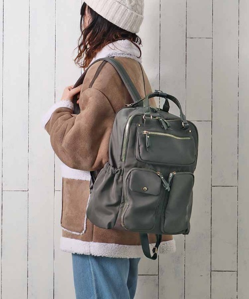 Bleu Bleuet(ブルーブルーエ)の「デザイン2WAYササットリュック(バックパック/リュック・レディース・ブラック/オリーブ/チャコール・FREE)」の5枚目の写真