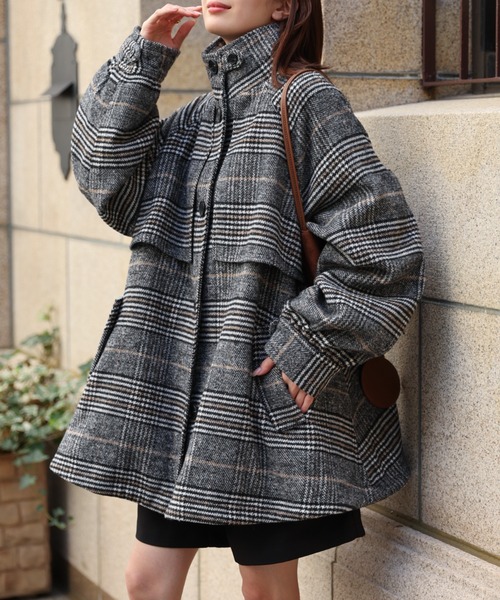 セール】フェイクウールミドル丈トレンチコート（トレンチコート