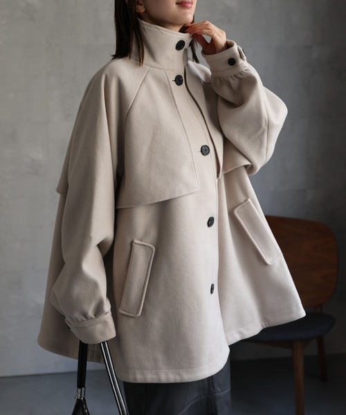 セール】フェイクウールミドル丈トレンチコート（トレンチコート