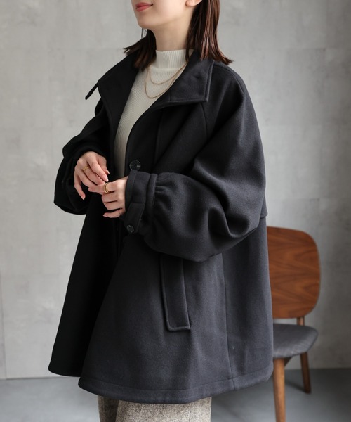 sakishimatokyo（サキシマトーキョー）の「フェイクウールミドル丈トレンチコート（トレンチコート・レディース・ライトグレー/チェック/アイボリー/ブラック/チャコールグレー・FREE）」の3枚目の写真