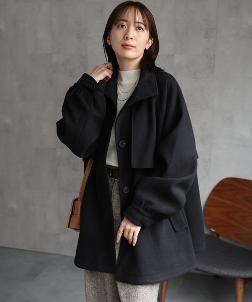 sakishimatokyo（サキシマトーキョー）の「フェイクウールミドル丈トレンチコート（トレンチコート・レディース・ライトグレー/チェック/アイボリー/ブラック/チャコールグレー・FREE）」の19枚目の写真