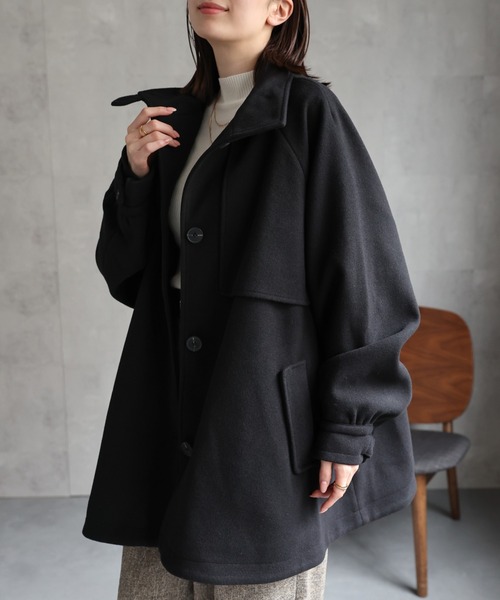 セール】フェイクウールミドル丈トレンチコート（トレンチコート