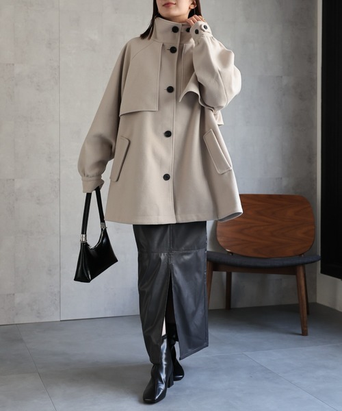 sakishimatokyo（サキシマトーキョー）の「フェイクウールミドル丈トレンチコート（トレンチコート・レディース・ライトグレー/チェック/アイボリー/ブラック/チャコールグレー・FREE）」の22枚目の写真