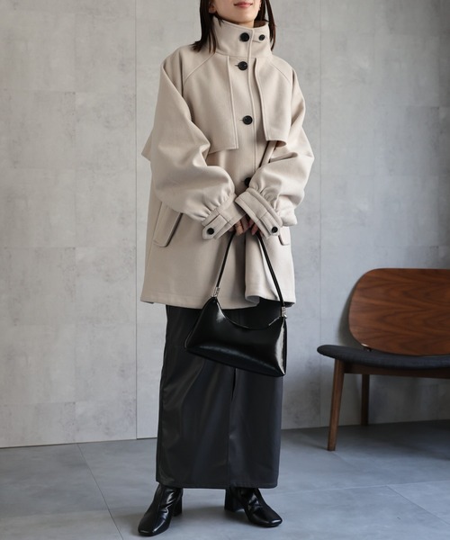 sakishimatokyo（サキシマトーキョー）の「フェイクウールミドル丈トレンチコート（トレンチコート・レディース・ライトグレー/チェック/アイボリー/ブラック/チャコールグレー・FREE）」の11枚目の写真