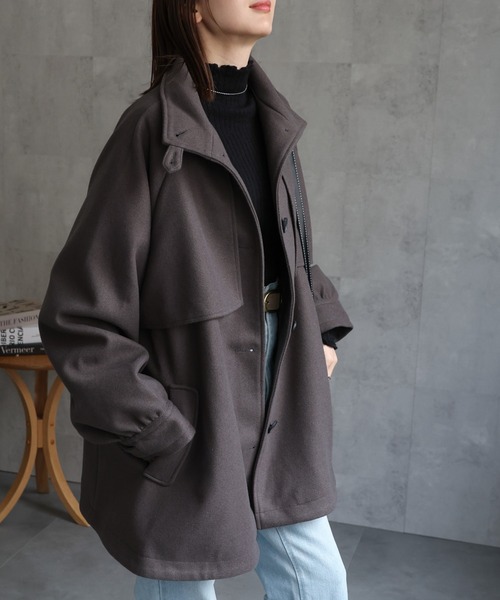 sakishimatokyo（サキシマトーキョー）の「フェイクウールミドル丈トレンチコート（トレンチコート・レディース・ライトグレー/チェック/アイボリー/ブラック/チャコールグレー・FREE）」の13枚目の写真