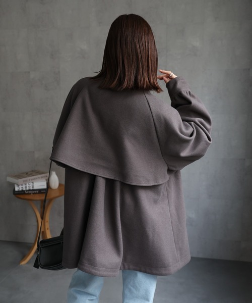 sakishimatokyo（サキシマトーキョー）の「フェイクウールミドル丈トレンチコート（トレンチコート・レディース・ライトグレー/チェック/アイボリー/ブラック/チャコールグレー・FREE）」の14枚目の写真