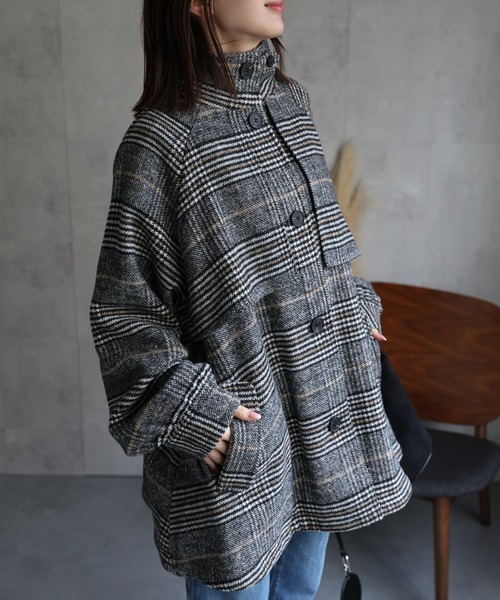 sakishimatokyo（サキシマトーキョー）の「フェイクウールミドル丈トレンチコート（トレンチコート・レディース・ライトグレー/チェック/アイボリー/ブラック/チャコールグレー・FREE）」の16枚目の写真