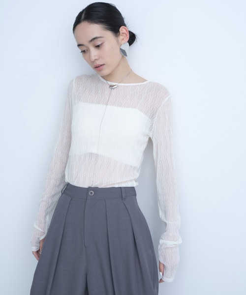 AIC.（エーアイシー）の「ウェーブ模様レーストップス（その他トップス・レディース・ブラック/オフホワイト/ダークパープル・FREE）」の2枚目の写真