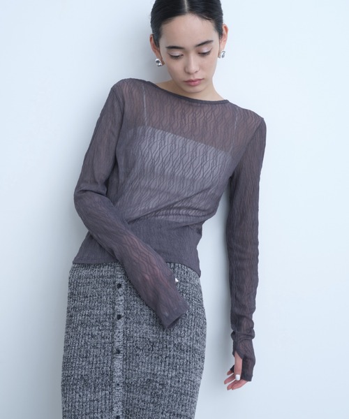 AIC.（エーアイシー）の「ウェーブ模様レーストップス（その他トップス・レディース・ブラック/オフホワイト/ダークパープル・FREE）」の12枚目の写真