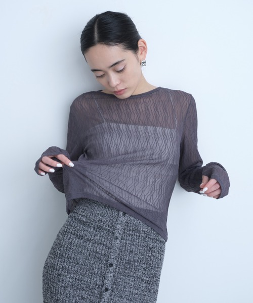 AIC.（エーアイシー）の「ウェーブ模様レーストップス（その他トップス・レディース・ブラック/オフホワイト/ダークパープル・FREE）」の10枚目の写真