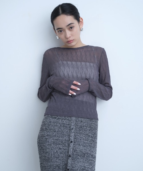 AIC.（エーアイシー）の「ウェーブ模様レーストップス（その他トップス・レディース・ブラック/オフホワイト/ダークパープル・FREE）」の9枚目の写真