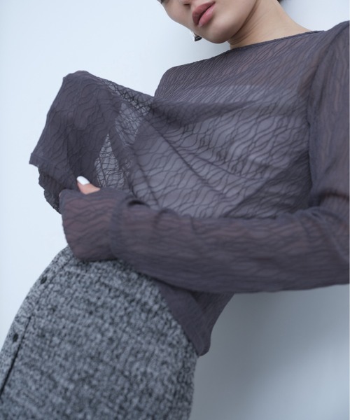 AIC.（エーアイシー）の「ウェーブ模様レーストップス（その他トップス・レディース・ブラック/オフホワイト/ダークパープル・FREE）」の6枚目の写真