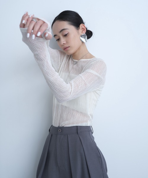 AIC.（エーアイシー）の「ウェーブ模様レーストップス（その他トップス・レディース・ブラック/オフホワイト/ダークパープル・FREE）」の19枚目の写真