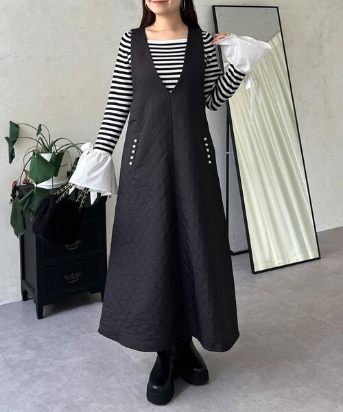 ポケットパールキルティングジャンパースカート（ジャンパースカート