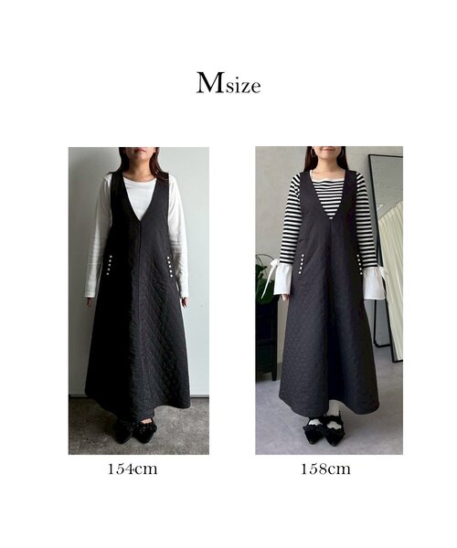 prose verse（プロズヴェール）の「ポケットパールキルティングジャンパースカート（ジャンパースカート・レディース・ブラック・LARGE/MEDIUM/PL/PM）」の2枚目の写真