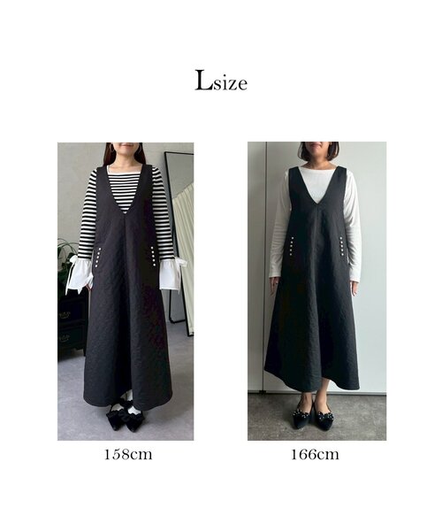 prose verse（プロズヴェール）の「ポケットパールキルティングジャンパースカート（ジャンパースカート・レディース・ブラック・LARGE/MEDIUM/PL/PM）」の3枚目の写真