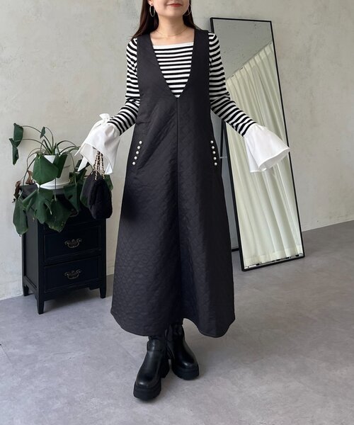 ポケットパールキルティングジャンパースカート（ジャンパースカート