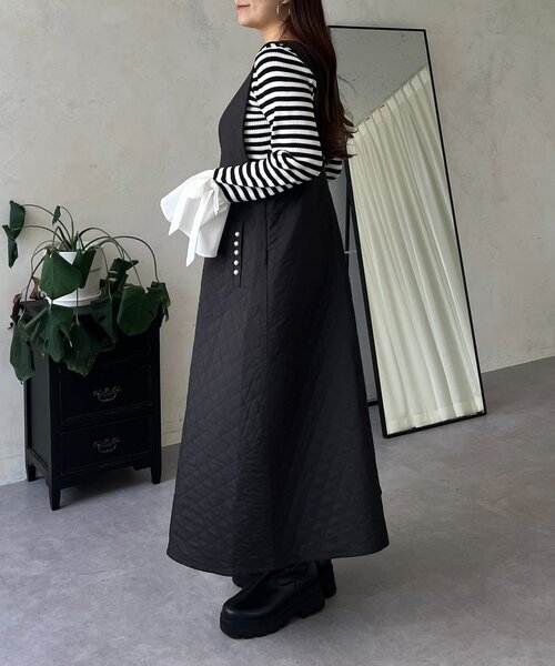 prose verse（プロズヴェール）の「ポケットパールキルティングジャンパースカート（ジャンパースカート・レディース・ブラック・LARGE/MEDIUM/PL/PM）」の9枚目の写真