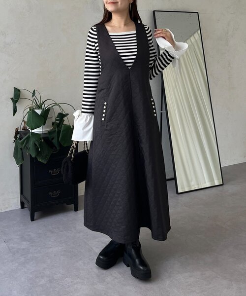 prose verse（プロズヴェール）の「ポケットパールキルティングジャンパースカート（ジャンパースカート・レディース・ブラック・LARGE/MEDIUM/PL/PM）」の16枚目の写真